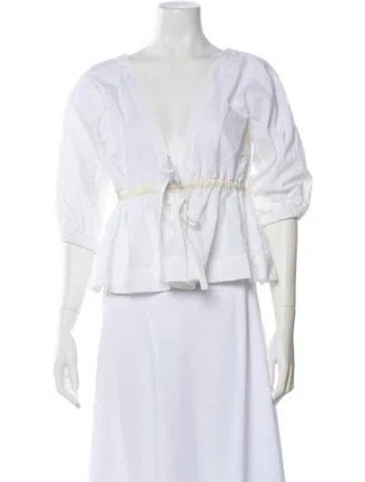 Pre-owned Molly Goddard Nylon V-neck Crop Top In White