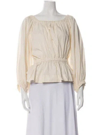 Pre-owned Molly Goddard Off-the-shoulder Long Sleeve Top In Neutrals