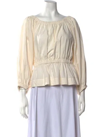 Pre-owned Molly Goddard Off-the-shoulder Long Sleeve Top In Neutrals