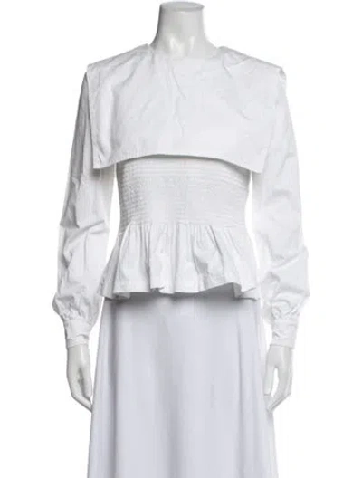 Pre-owned Molly Goddard Off-the-shoulder Long Sleeve Top In White