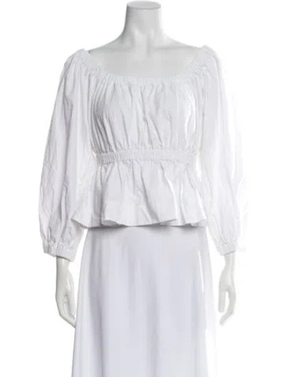 Pre-owned Molly Goddard Off-the-shoulder Three-quarter Sleeve Top In White