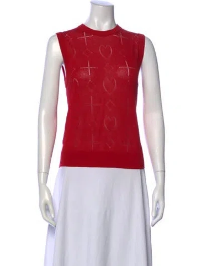 Pre-owned Molly Goddard Patterned Crew Neck Top In Red