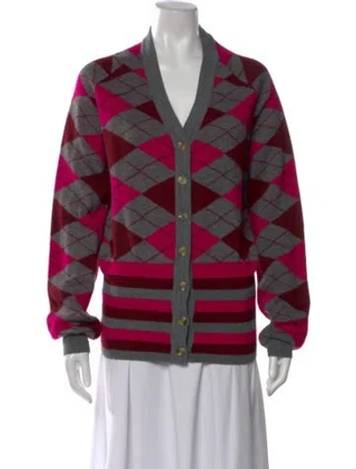 Pre-owned Molly Goddard Patterned V-neck Sweater In Gray