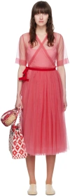 Molly Goddard Pink Layered Midi Dress In Pink