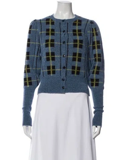 Pre-owned Molly Goddard Plaid Print Crew Neck Sweater In Blue