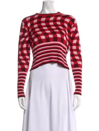 Pre-owned Molly Goddard Plaid Print Crew Neck Sweater In Red
