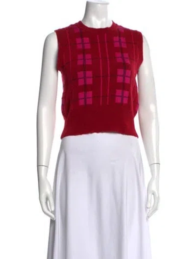 Pre-owned Molly Goddard Plaid Print Crew Neck Sweater In Red