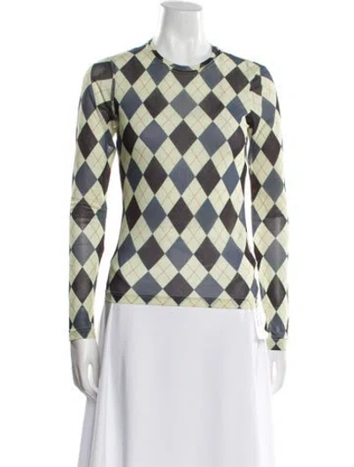 Pre-owned Molly Goddard Plaid Print Crew Neck Top In Green