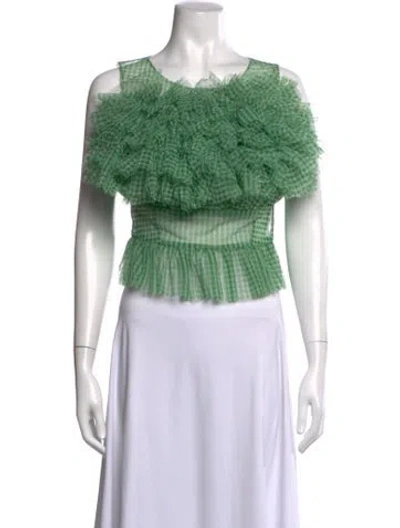 Pre-owned Molly Goddard Plaid Print Crew Neck Top In Green