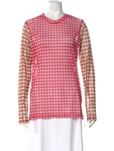 Pre-owned Molly Goddard Plaid Print Crew Neck Top In Pink
