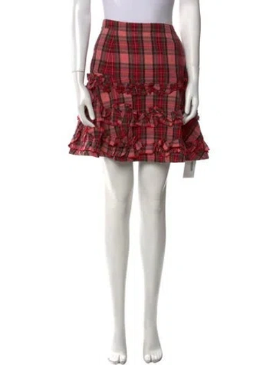 Pre-owned Molly Goddard Plaid Print Knee-length Skirt In Red