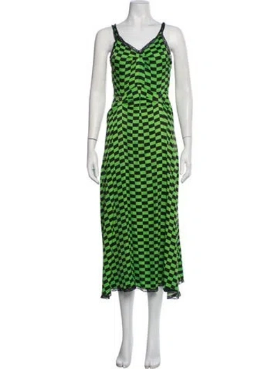 Pre-owned Molly Goddard Plaid Print Midi Length Dress In Green