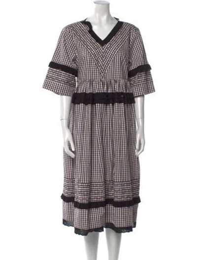 Pre-owned Molly Goddard Plaid Print Midi Length Dress In Multi