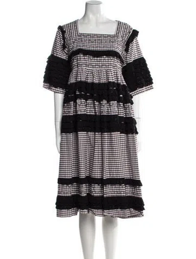 Pre-owned Molly Goddard Plaid Print Midi Length Dress In Multi