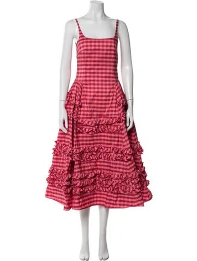 Pre-owned Molly Goddard Plaid Print Midi Length Dress In Pink