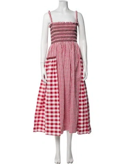 Pre-owned Molly Goddard Plaid Print Midi Length Dress In Red