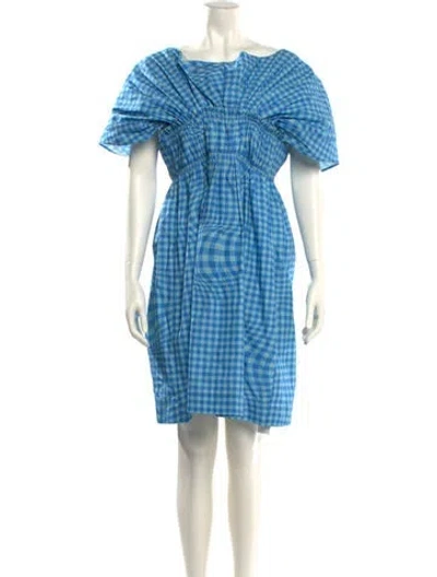 Pre-owned Molly Goddard Plaid Print Mini Dress In Blue