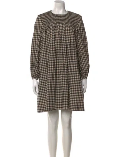 Pre-owned Molly Goddard Plaid Print Mini Dress In Neutral