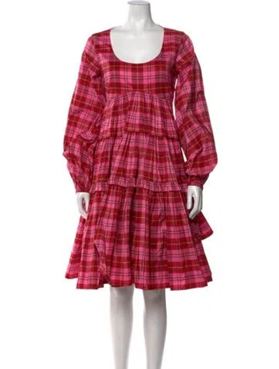 Pre-owned Molly Goddard Plaid Print Mini Dress In Pink