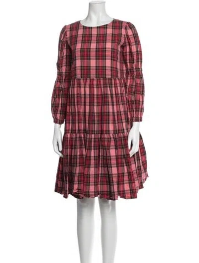 Pre-owned Molly Goddard Plaid Print Mini Dress In Pink