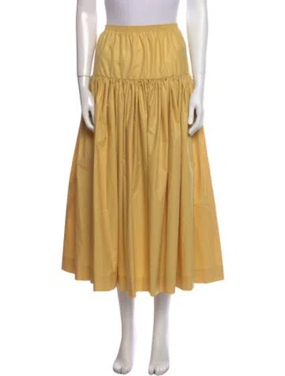 Pre-owned Molly Goddard Pleated Accents Midi Length Skirt In Yellow