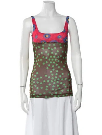 Pre-owned Molly Goddard Polka Dot Print Square Neckline Top In White