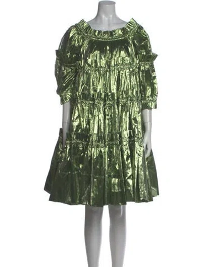Pre-owned Molly Goddard Printed Knee-length Dress In Green