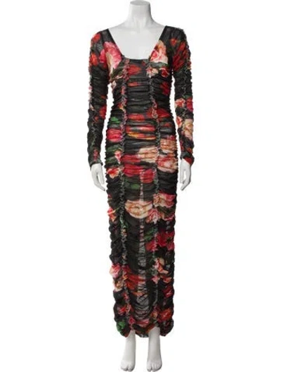 Pre-owned Molly Goddard Printed Long Dress In Black