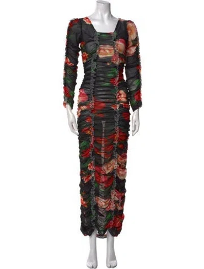 Pre-owned Molly Goddard Printed Long Dress In Multi