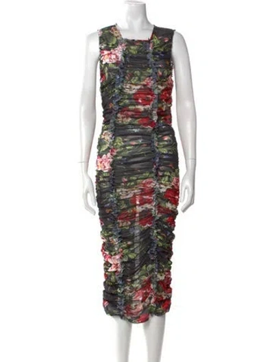 Pre-owned Molly Goddard Printed Midi Length Dress In Black