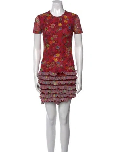 Pre-owned Molly Goddard Printed Mini Dress In Red