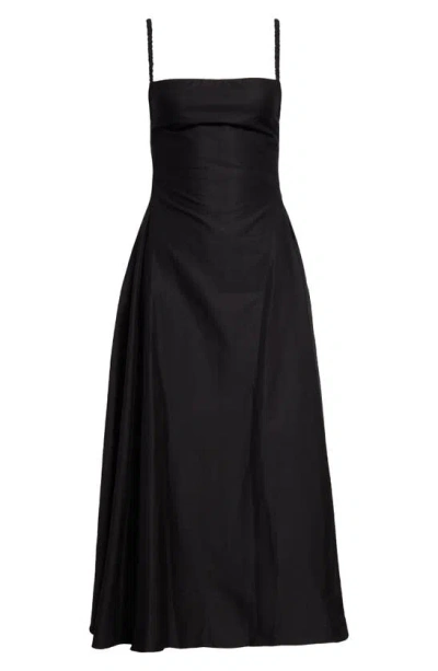 Molly Goddard Raya Open-back Ruffled Cotton-twill Midi Dress In Black