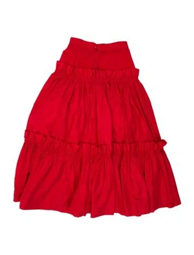 Pre-owned Molly Goddard Ruffle Embellishment Midi Length Skirt In Red