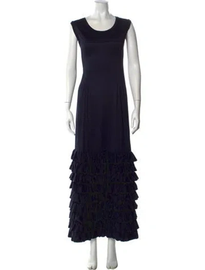 Pre-owned Molly Goddard Scoop Neck Long Dress In Blue