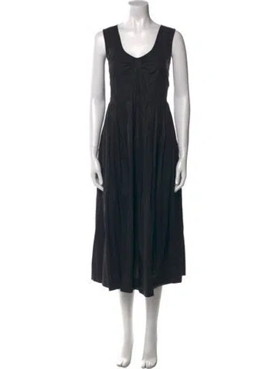 Pre-owned Molly Goddard Scoop Neck Midi Length Dress In Black