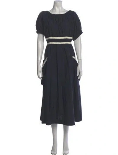 Pre-owned Molly Goddard Scoop Neck Midi Length Dress In Gray