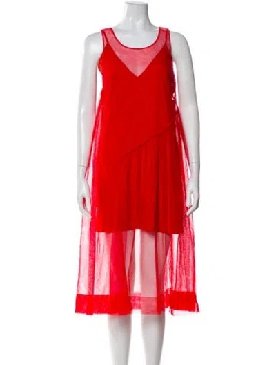 Pre-owned Molly Goddard Scoop Neck Midi Length Dress In Pink
