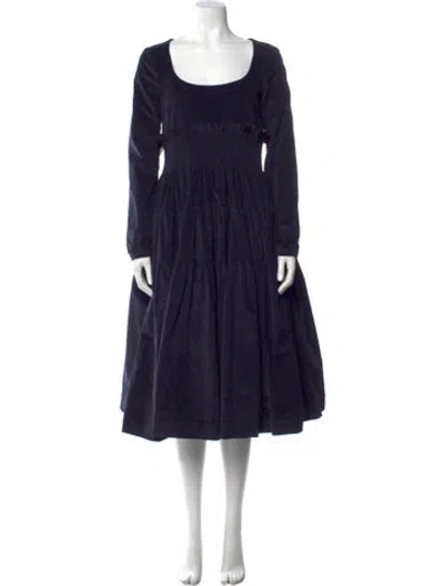 Pre-owned Molly Goddard Scoop Neck Midi Length Dress W/ Tags In Blue