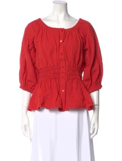 Pre-owned Molly Goddard Scoop Neck Three-quarter Sleeve Top In Orange