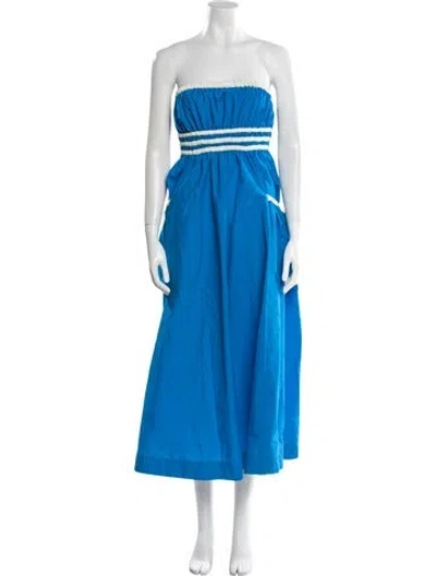 Pre-owned Molly Goddard Silk Midi Length Dress W/ Tags In Blue