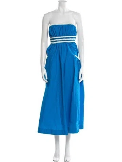 Pre-owned Molly Goddard Silk Midi Length Dress W/ Tags In Blue
