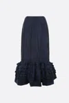 Molly Goddard Elise Frill Hem Taffeta Midi Skirt In Blue