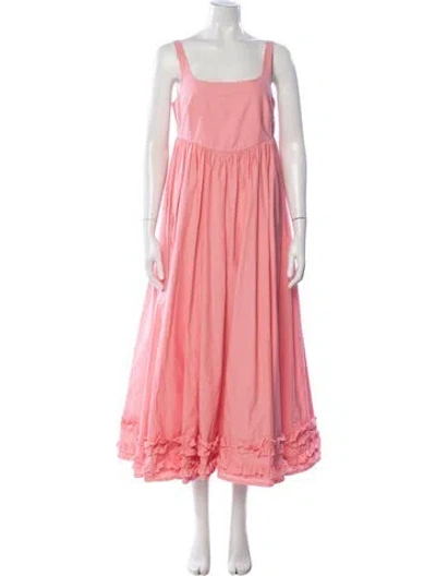 Pre-owned Molly Goddard Square Neckline Long Dress In Pink