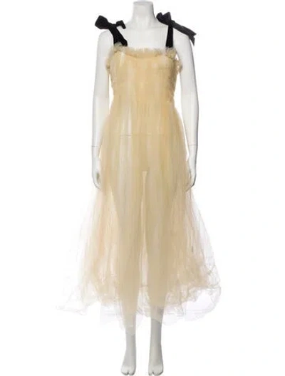 Pre-owned Molly Goddard Square Neckline Long Dress In Yellow