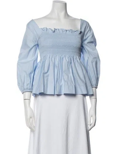 Pre-owned Molly Goddard Square Neckline Long Sleeve Top In Blue