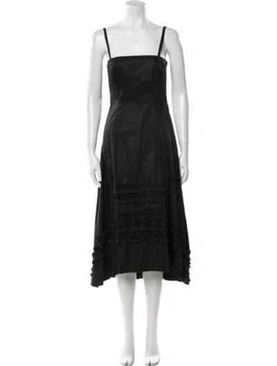 Pre-owned Molly Goddard Square Neckline Midi Length Dress In Black