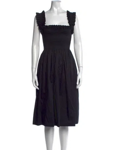 Pre-owned Molly Goddard Square Neckline Midi Length Dress In Black