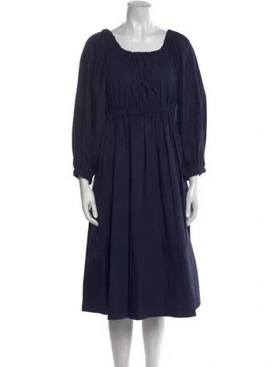Pre-owned Molly Goddard Square Neckline Midi Length Dress In Blue
