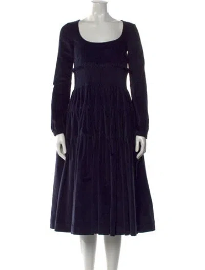 Pre-owned Molly Goddard Square Neckline Midi Length Dress In Blue