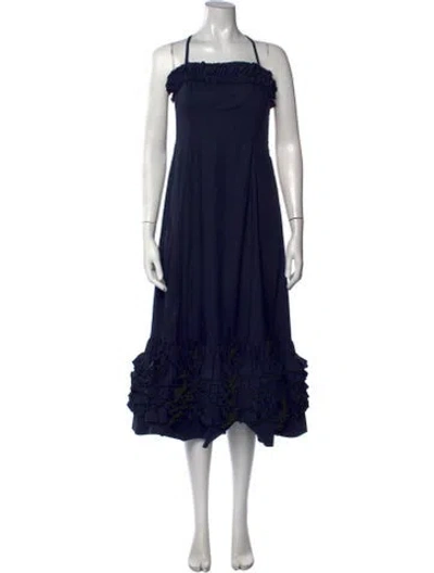 Pre-owned Molly Goddard Square Neckline Midi Length Dress In Blue